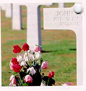 flowers at a gravestone