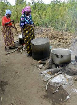 Cooking in a large pot